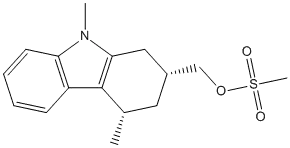 Molecular Structure of 909802-35-3 (1H-Carbazole-2-methanol, 2,3,4,9-tetrahydro-4,9-dimethyl-,methanesulfonate (ester), (2R,4S)-rel-)